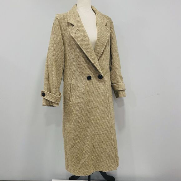 VTG Freddi-Gail M Tan Wmns Union Made ILGWU 100% Wool Trench Overcoat Old Money - Picture 4 of 16
